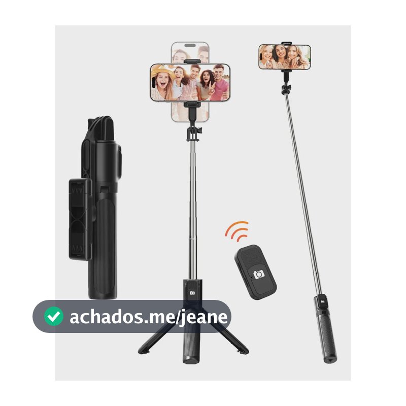 Tripé Para Celular Inova com Bastão de Selfie e Bluetooth, Ajustável 100 cm