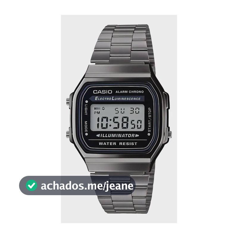 Relógio de pulso digital Casio A-168WGG-1B com corria de aço inoxidável cor prateado - fondo cinza/preto