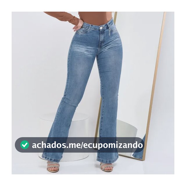 Calça Jeans Flare Feminina Cintura Alta Elastano Blogueira