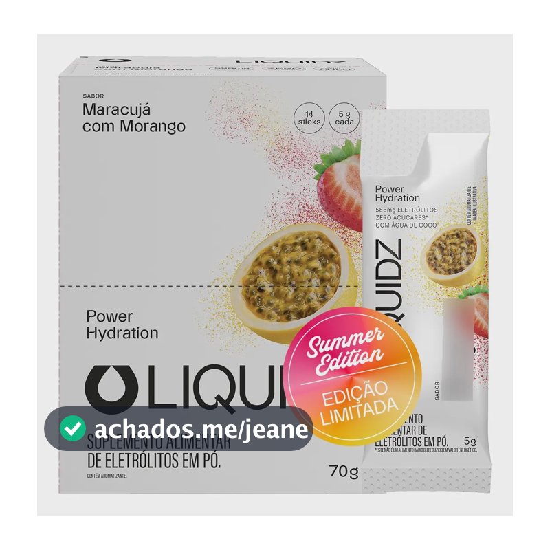 LIQUIDZ® Eletrólitos Zero Açúcar Maracujá E Morango - 14 Sachês
