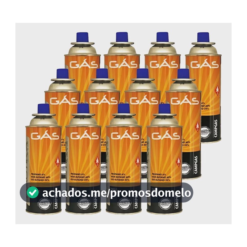 12 Latas Refil Gás Campgás Ntk 227g P/ Fogareiro Maçarico
