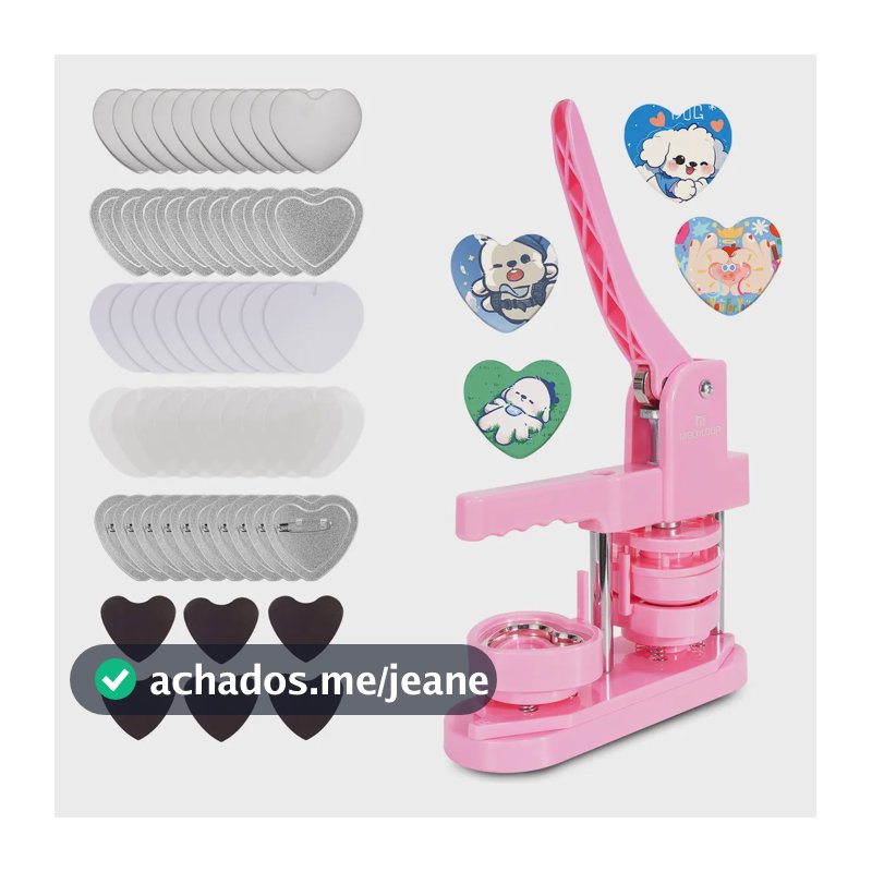 Máquinas Advertising Photobots Estilo Coração Pins E Bottons Rosa Máquina Estilo Coração + 50 Imãs De Geladeira+50 Emblemas Mecolour
