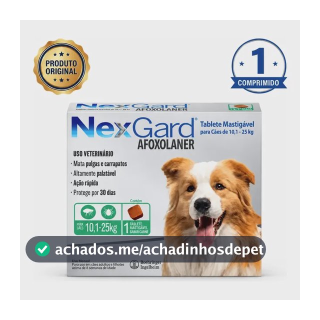 Nexgard Antipulgas Carrapatos Cães 10,1 A 25kg 1 Comprimido Verde