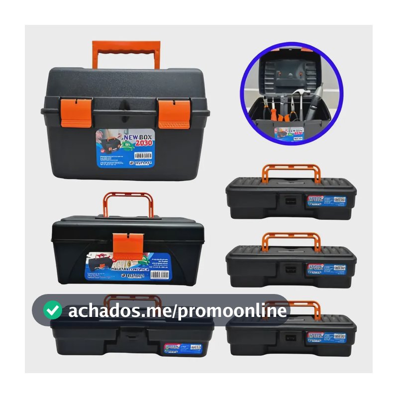 Kit 6 Maletas Ferramentas Caixas Reforçadas Grande Pequena Preto