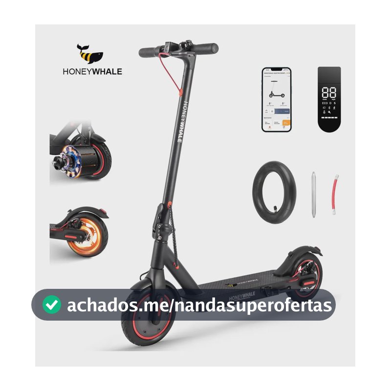 HONEYWHALE M2 Pro Patinete Eletrico Adulto, 500W Scooter Elétrica, Velocidade Máxima de 32 KM/H, 22 KM de Autonomia, Honey Whale com App Bluetooth (36V 7.8AH)