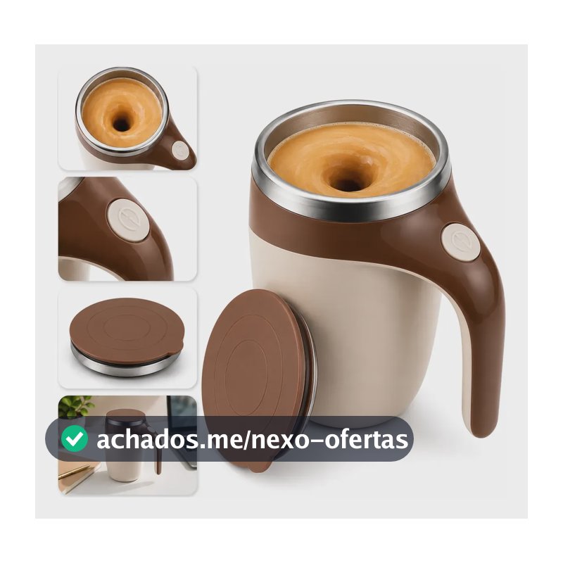 Caneca Mixer Inox Misturador Automático Recarregável Usb Chocolate