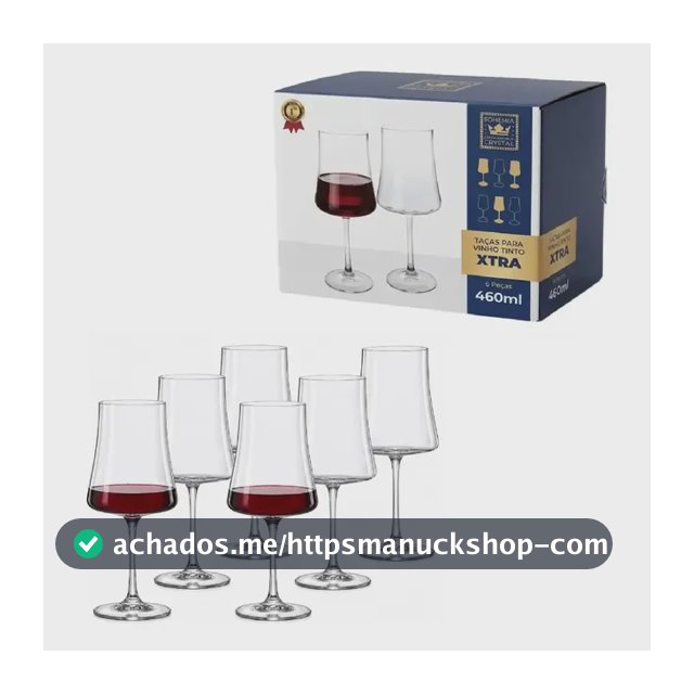 6 Taças Cristal Vinho Tinto Branco 460ml Linha Xtra Titanio Incolor