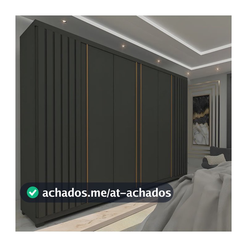 Guarda-roupa Casal Gelius Móveis Grafite 6 Portas 4 Gavetas MDF