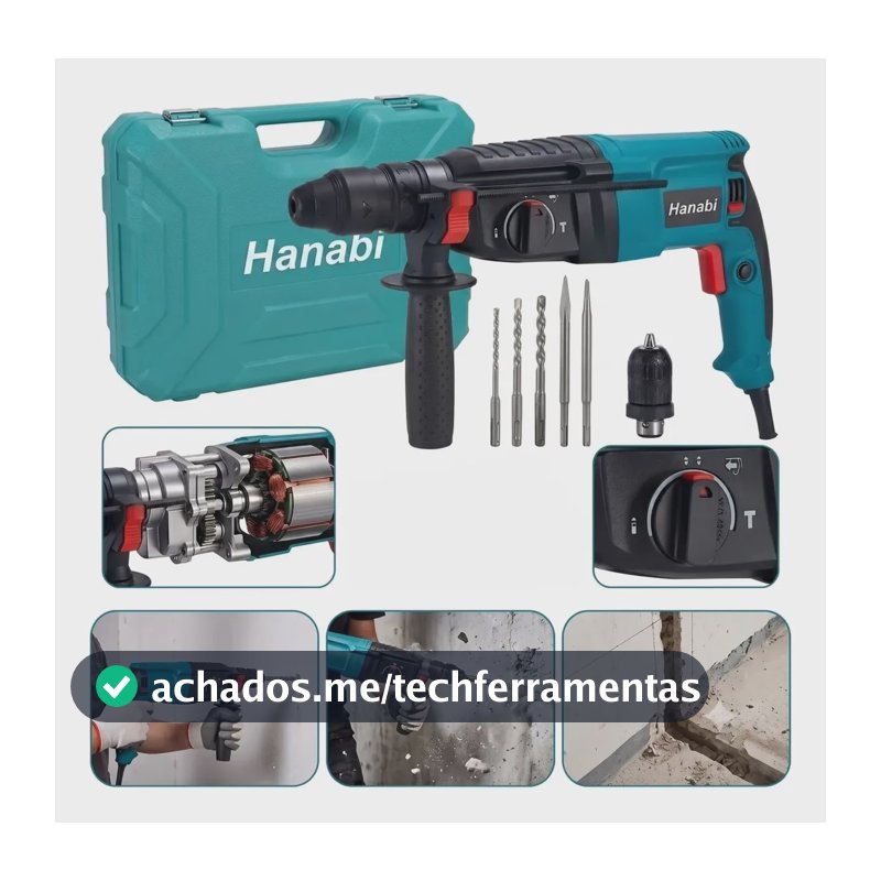 Martelete Perfurador Rompedor Profissional 1300w 2.8j Hanabi Azul-petróleo 220v 60