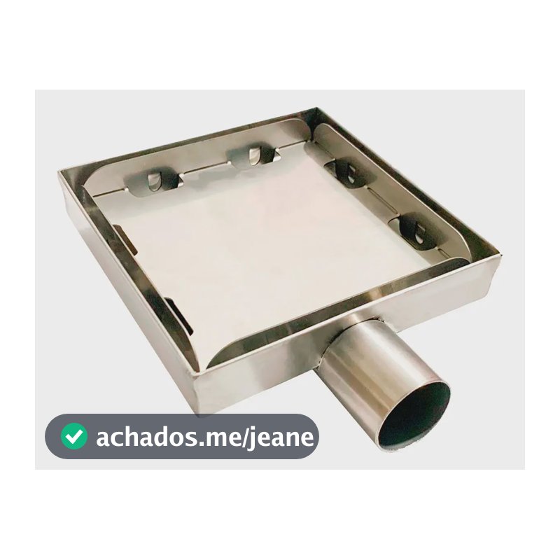 Ralo 10x10 Inox Sem Aba Tampa Oculta Saida Horizontal 40mm
