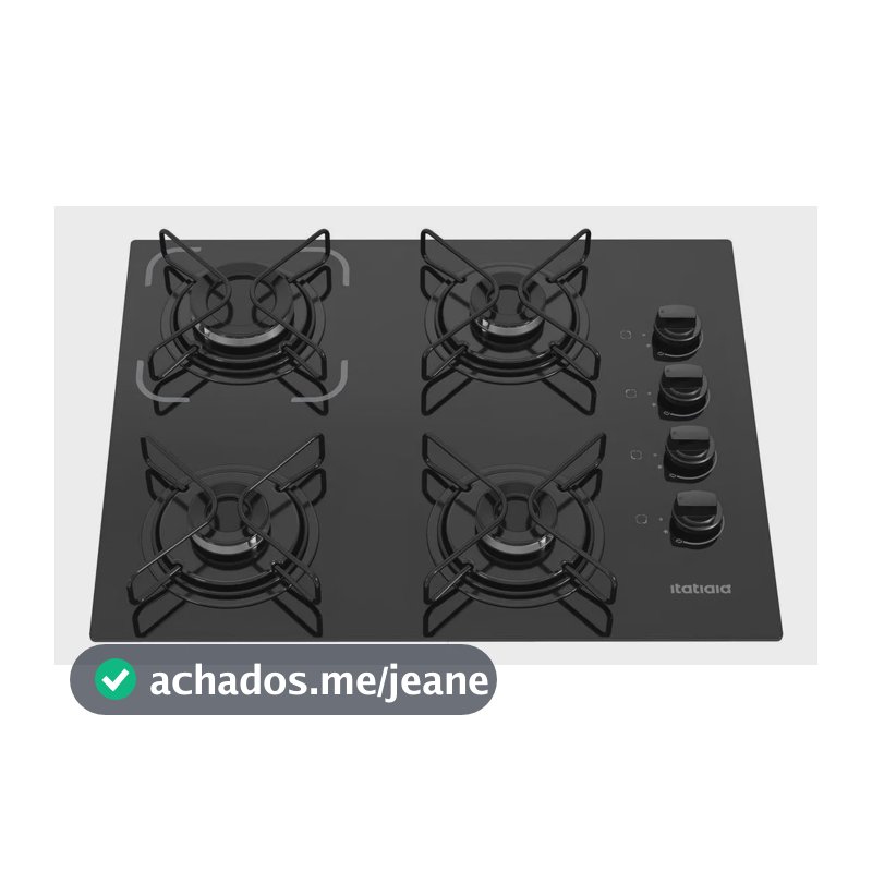 Cooktop 4 Bocas A Gã¡s Glp Itatiaia Preto Essencial Preto Bivolt