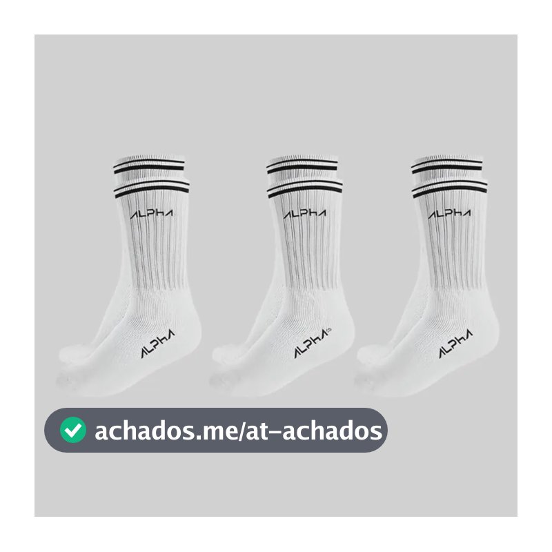 Kit 3 Meias Cano Médio  Alpha Branco U