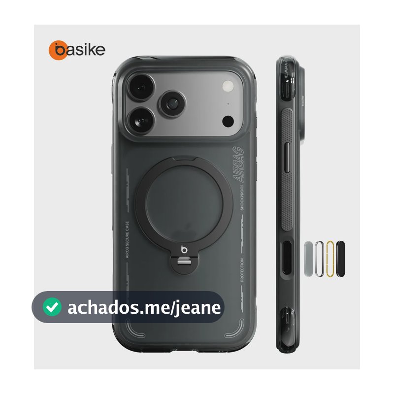 Basike × TORRAS Capa De Celular Para iPhone 17 Pro Max / iPhone 18 Pro Max Bumper Anti-Impacto Com 360 Suporte Magnético Magsafe Ostand O3 Air / Q3 Premium Proteção - Cinza Grafite