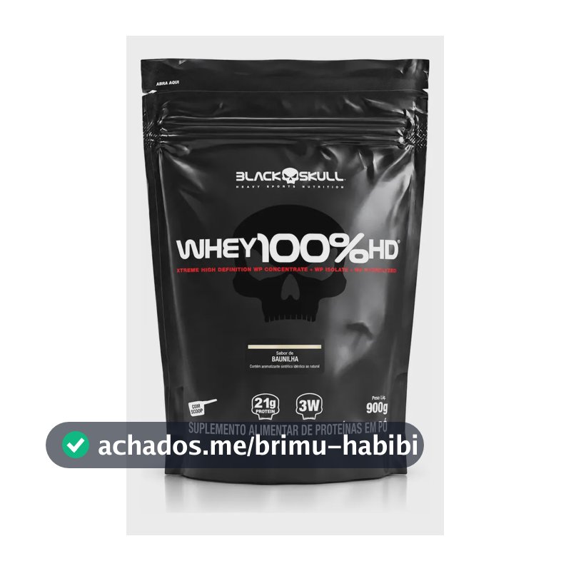 Proteína Black Skull Whey 100% HD em pó sabor Baunilha x 900g