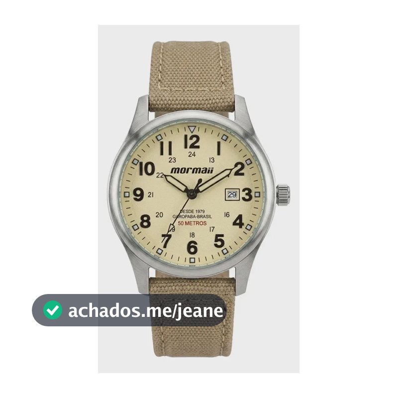 Relógio Mormaii Masculino Militar Pulseira Nude Mo2115bq/2x Bege Prateado