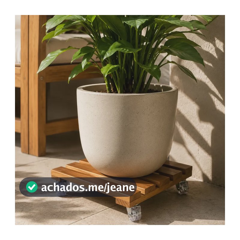 Suporte Para Vaso De Planta Quadrado Rodinhas Cristal 30 Cm Rustico Suporte Para Vaso