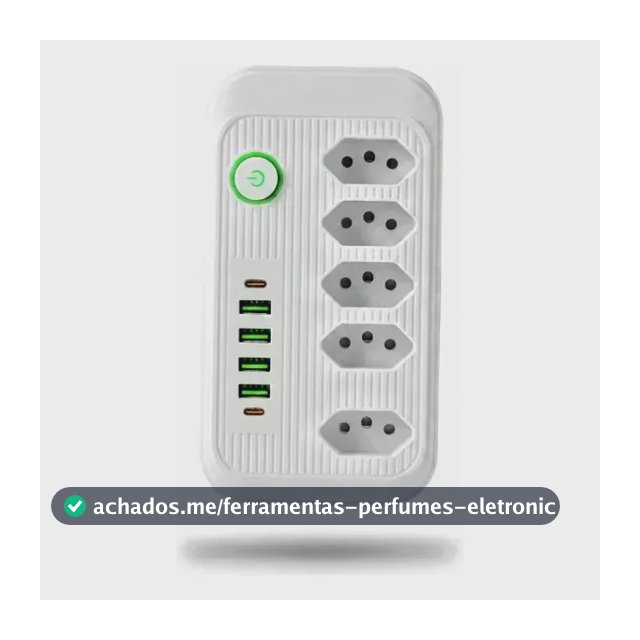 Extensão Elétrica Tomadas Usb Type-c Bivolt Filtro De Linha Branco Jxb8 (5+4+2)