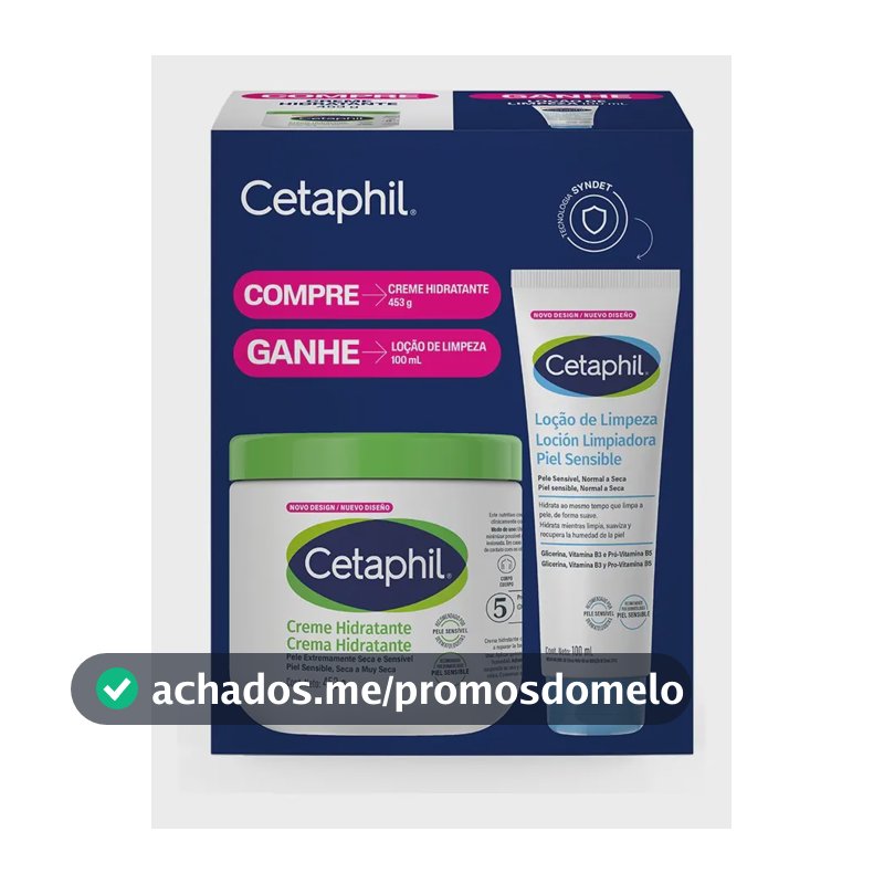 Kit Cetaphil Creme Hidratante 453g + Loção de Limpeza 100ml - Hidratação 48h Corporal e Facial para Pele Sensível, Normal a Seca