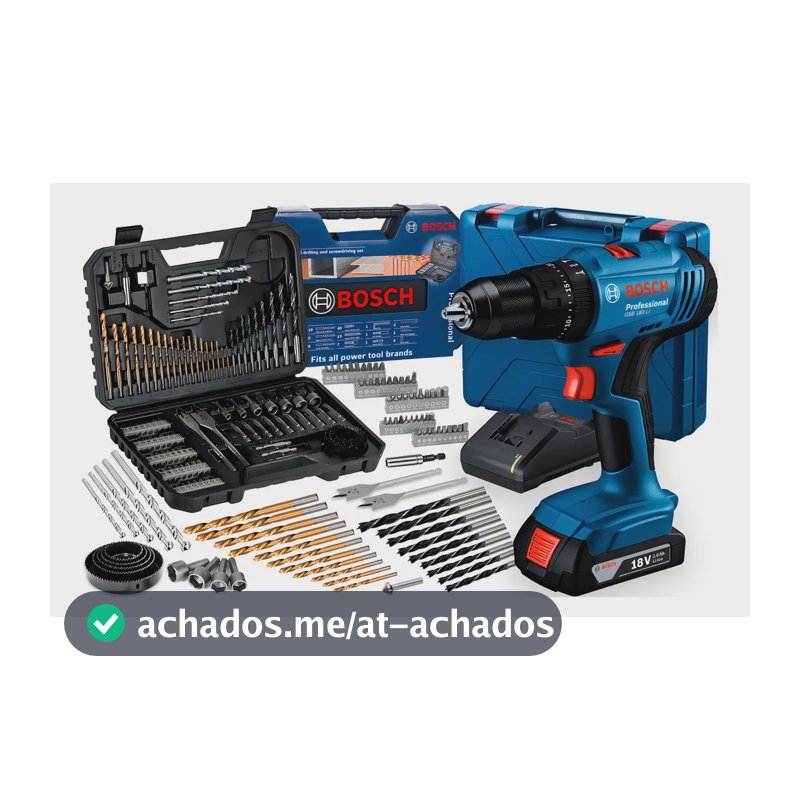Parafusadeira E Furadeira De Impacto A Bateria 18v Bosch Gsb 183-li Maleta Com Kit Brocas E Bits Profissional 103 Peças