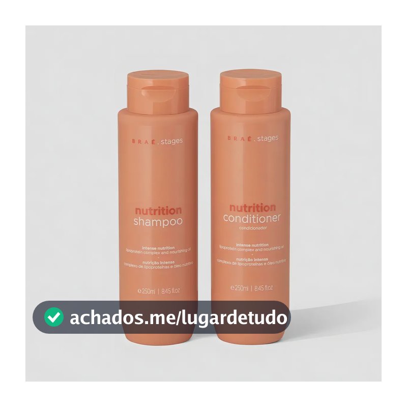 Kit Braé Stages Nutrição: Shampoo e Condicionador para Cabelos Ressecados e sem Vida