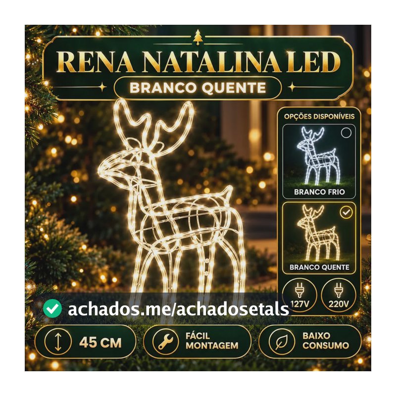Rena de Natal 220v Papai Noel Pisca Enfeite Decoração Natalina Luxo Luzes Branco Quente Para Jardim Quintal Telhado LuvinCo