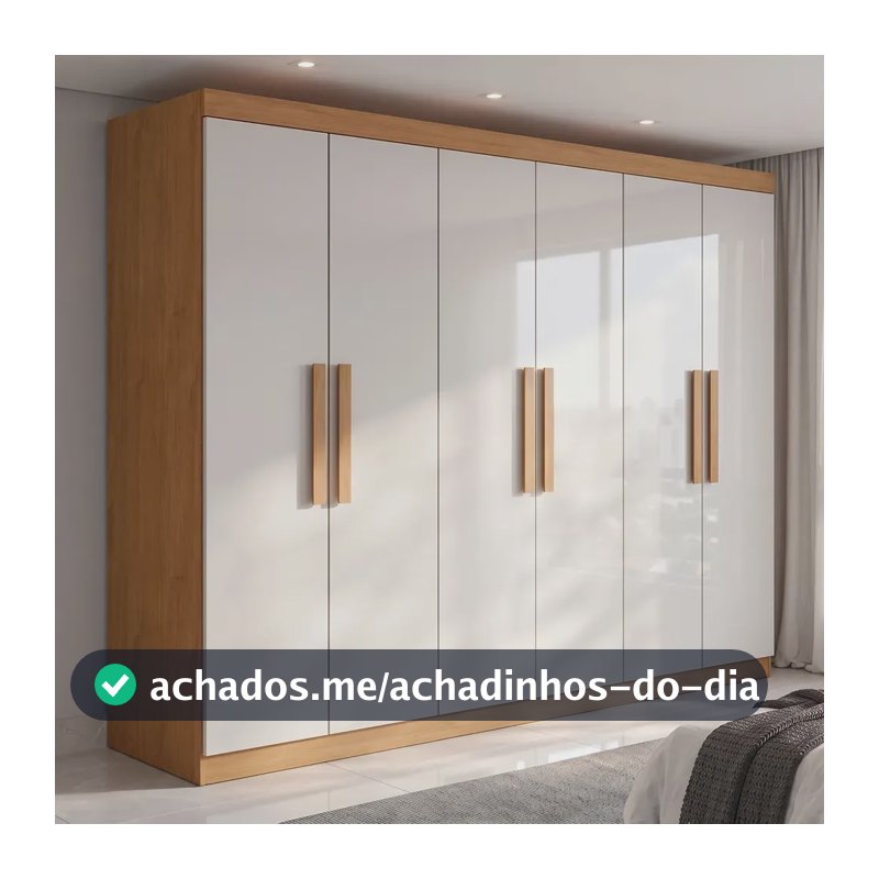 Guarda Roupa 06 Portas Easy Slim Amendoa Clean/off White