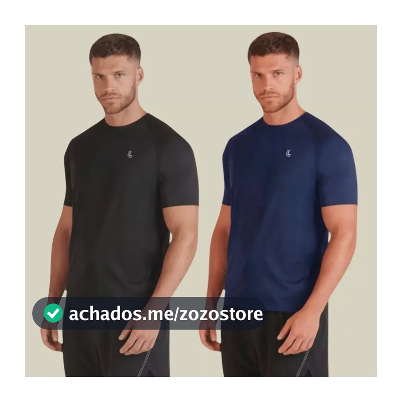 Kit 2 Camiseta Dry Masculina Fit Lupo Básica Academia Preto E Marinho Liso G