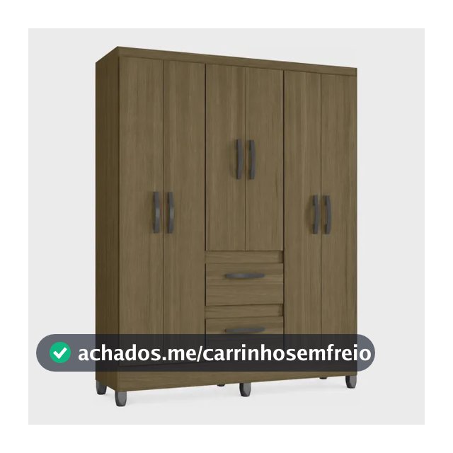 Guarda Roupa Solteiro 6 Portas 2 Gavetas Capri Poquema Cor Castanho