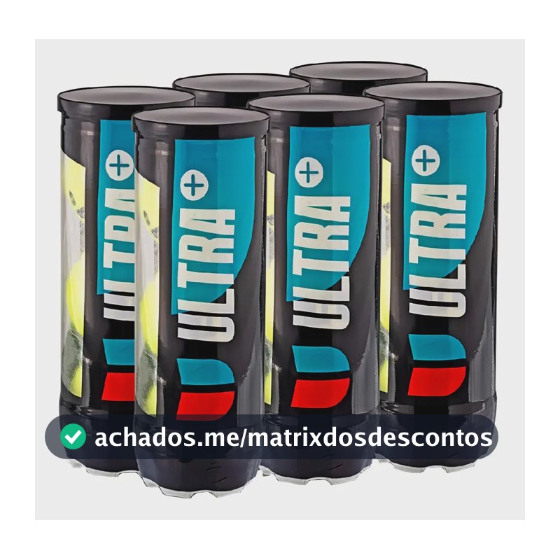 Kit Bola De Tênis Ultra+ Premium- 6 Tubos Com 18 Bolas Total Preto