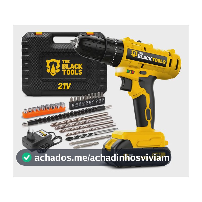 Furadeira E Parafusadeira De Impacto Sem Fio A Bateria 21v 3/8 Com Maleta E Acessorios Tb-21pzw The Black Tools