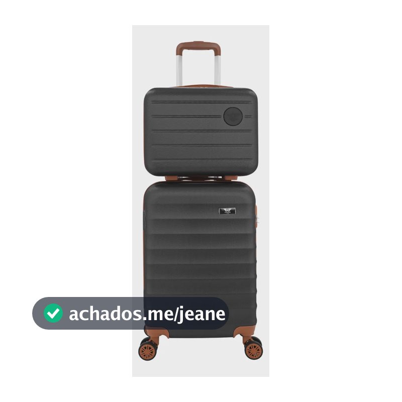 Kit Mala De Viagem Bordo Mão Pequena 10kg Abs Cadeado 360 Cor Preto