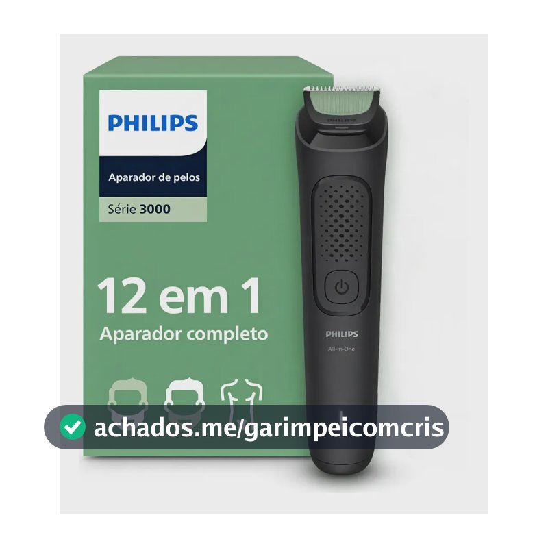 Philips Aparador e Barbeador Elétrico All-in-One Série 3000 12 em 1 12 acessórios para o visual completo | Lâminas com pontas arredondadas | 60 min sem fio | MG3921/15 MG3921/15