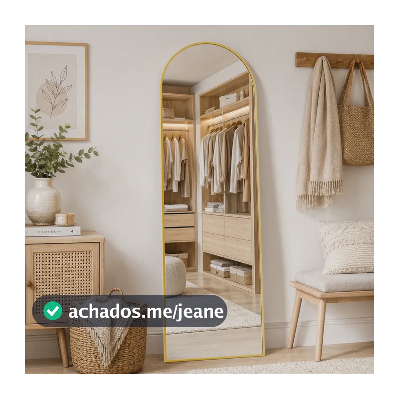 Espelho De Chão Corpo Inteiro Arco 15040cm Moldura Metálica Dourado