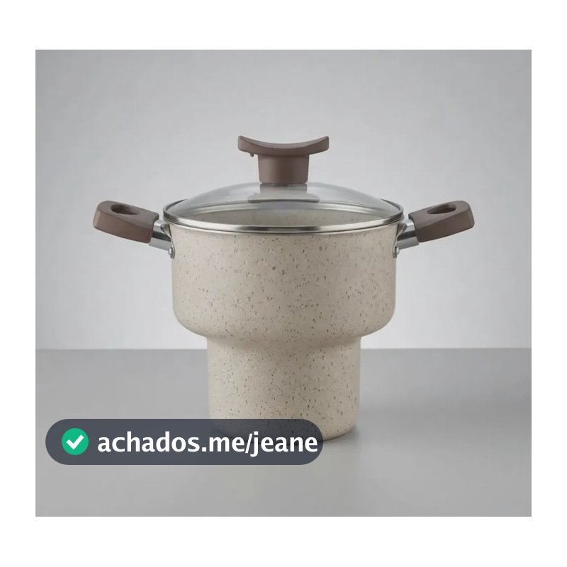 Panela Cuscuzeira Antiaderente 14 Com Tampa Beje Pintadinho Beje Com Pintinhas