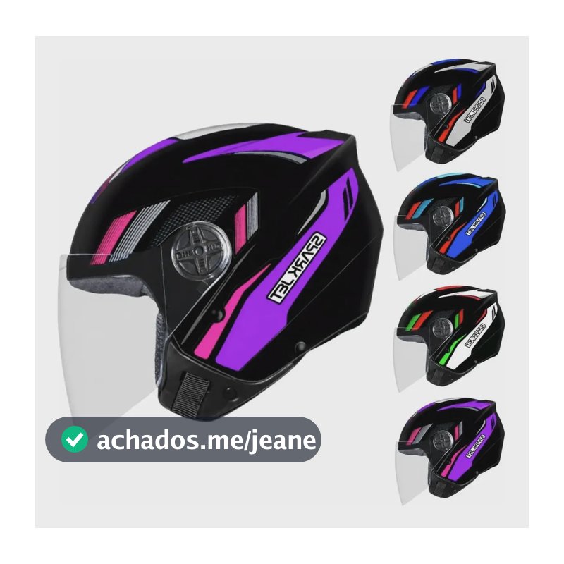 Capacete Moto Aberto Ebf Spark Jet Sting Original Brilhante Preto/lilás Sergeant Brilhante 57/58