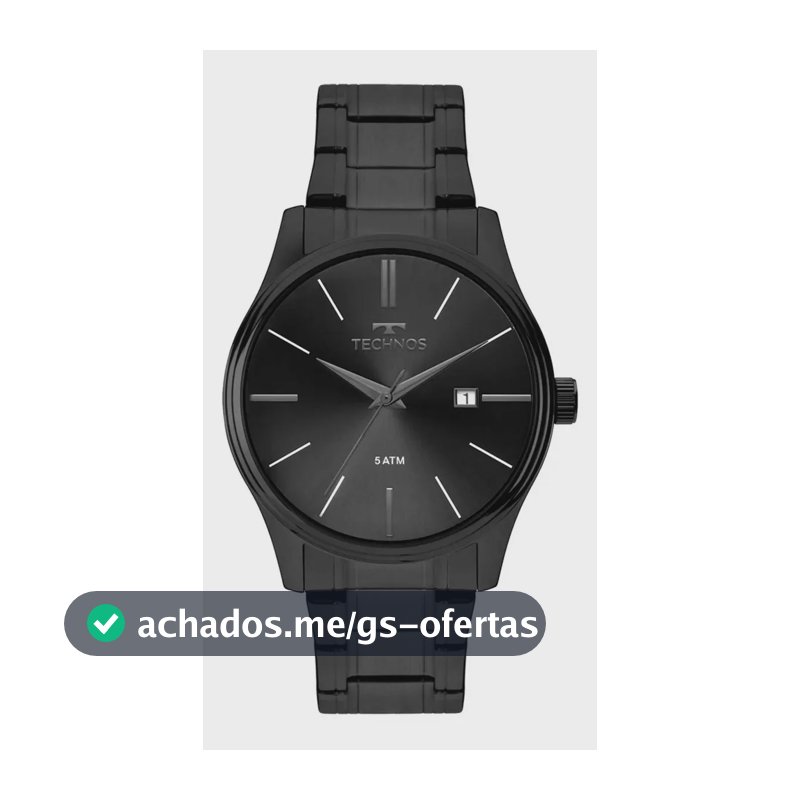 Relógio Technos Masculino Quartzo Grafite 42mm Aço Resistente à Água