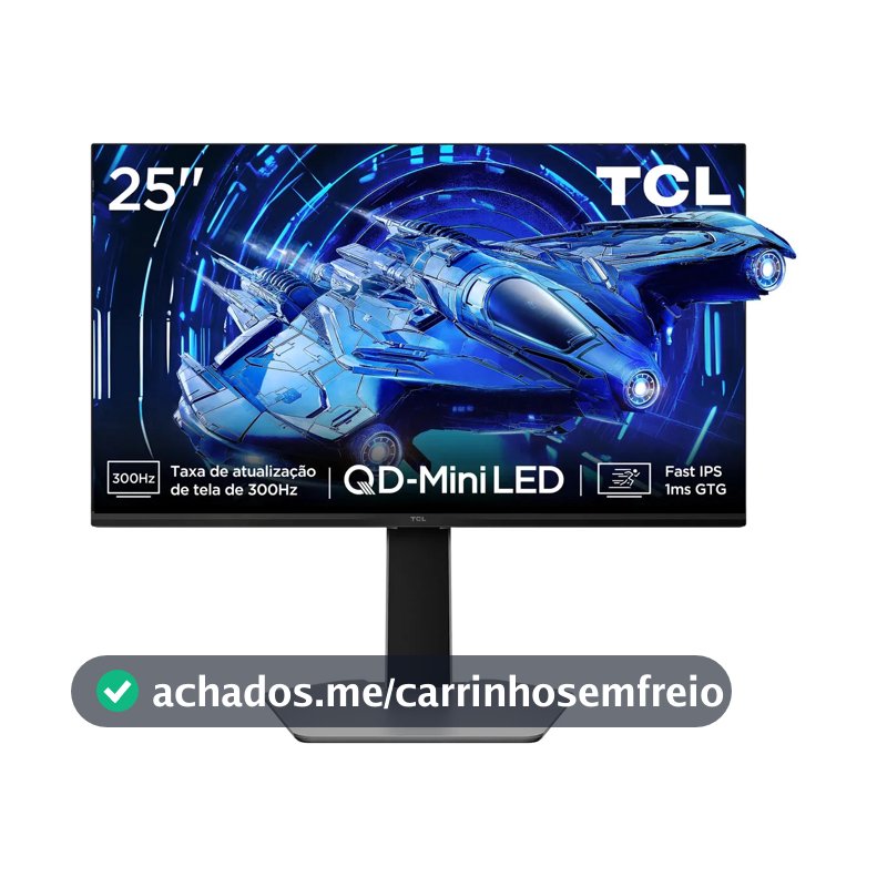 Monitor Gamer Tcl 25 Polegadas Qd-Mini Led Full Hd G64 300hz 1ms (Gtg) Freesync Hdr 600 Nits 25g64