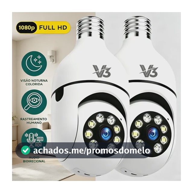 Câmera Segurança Ip Wifi 360 Lâmpada Prova Dágua Giratoria 2 Kit2