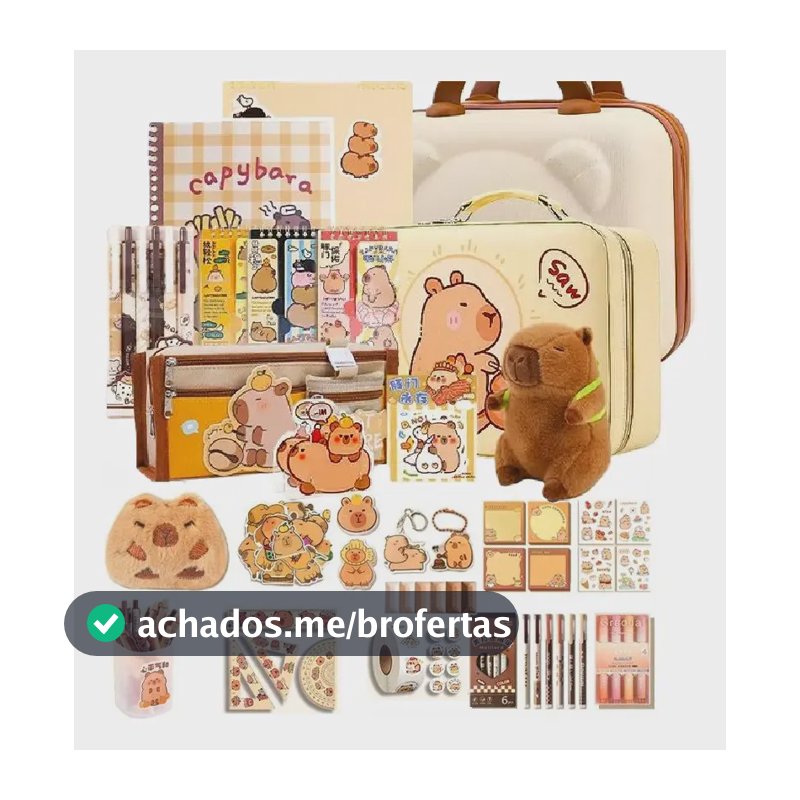 Kit Capivara 31 Itens Papelaria Kawaii Presente Criativo