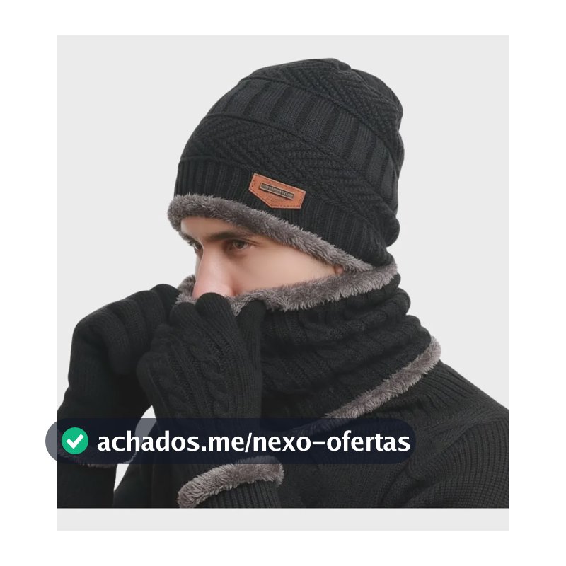 Kit Inverno Completo Touca Luva Touch Protetor Pescoço Preto Un