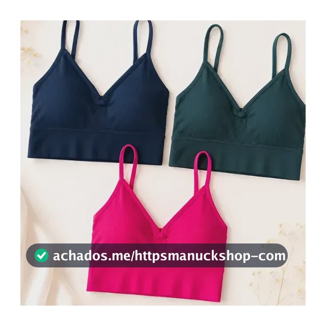 Kit 3 Top Canelado Alça Regulável Bojo Removível Sutiã Pink/ Verde/ Azul Unico