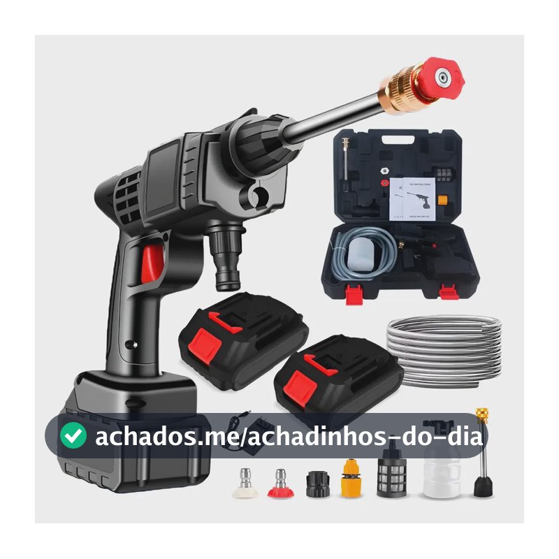Lavadora Lava Jato Portátil Pressão 2 Baterias + Maleta Preto 127/220v 50 Hz X 60 Hz