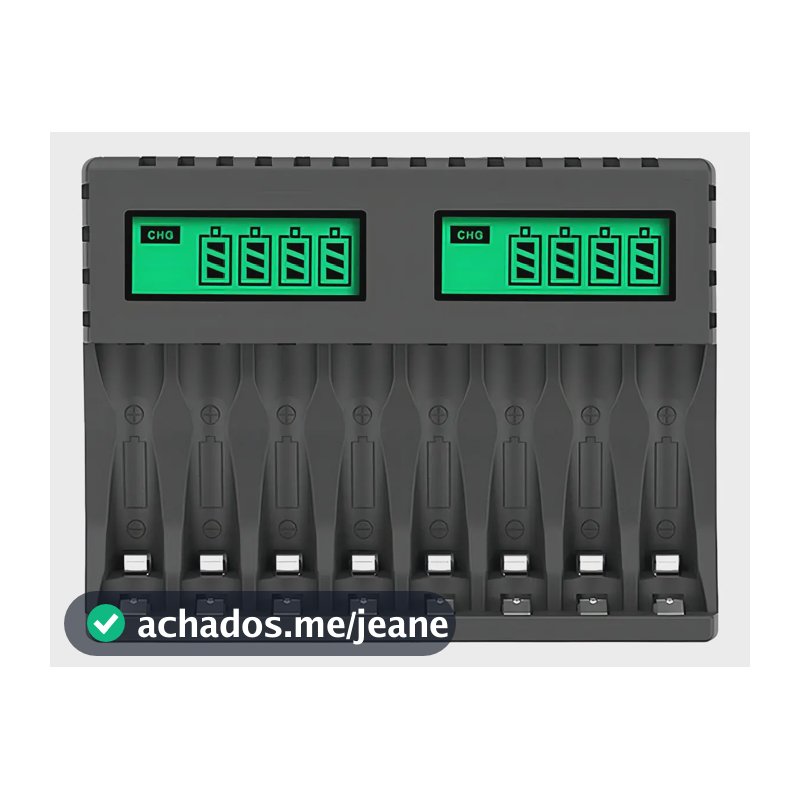 Carregador de Pilhas AA AAA 8 Slots LCD Pujimax Rápido e Seguro