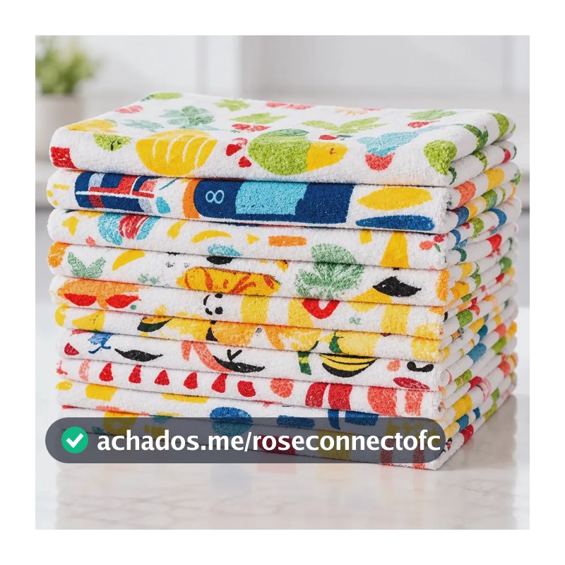 Kit com 10 Panos de Prato Copa Atoalhados Camesa de Algodão