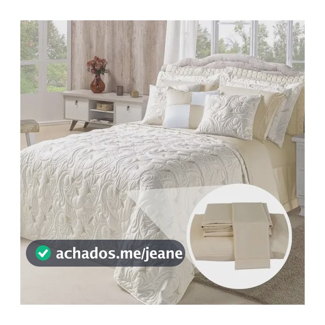 Cobre Leito Bordado + Lençol Casal Queen Melody 7 Pç 180 Fio