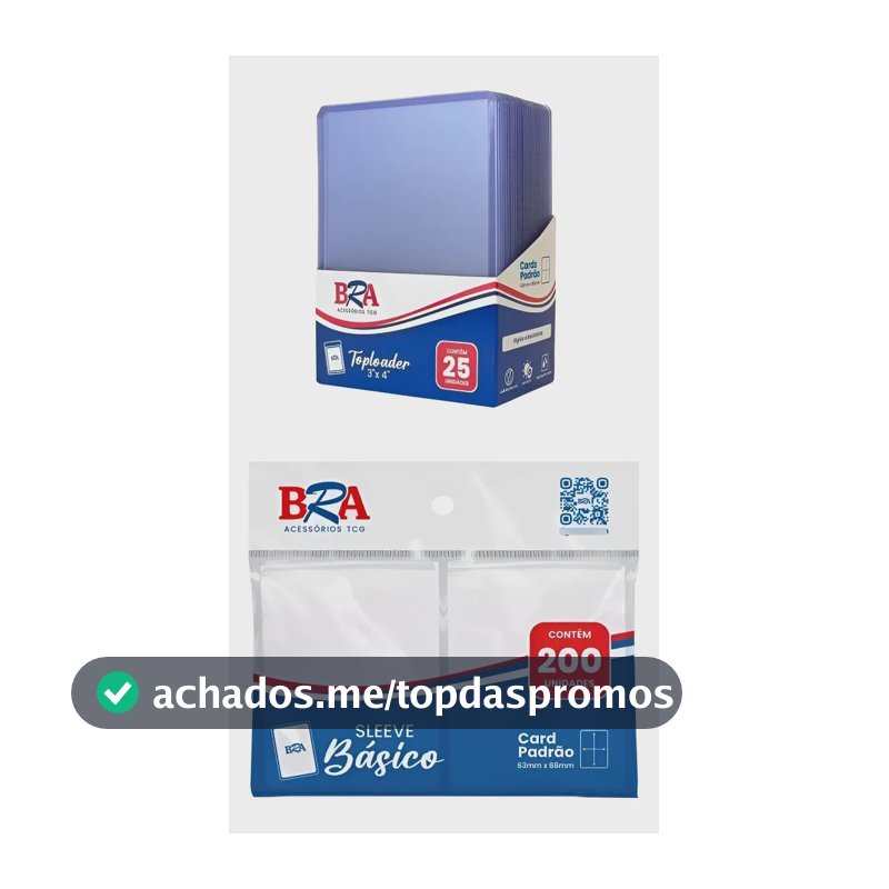 25 Toploaders + 200 Sleeve Bra P/cards Pokemon Magic Outros Azul