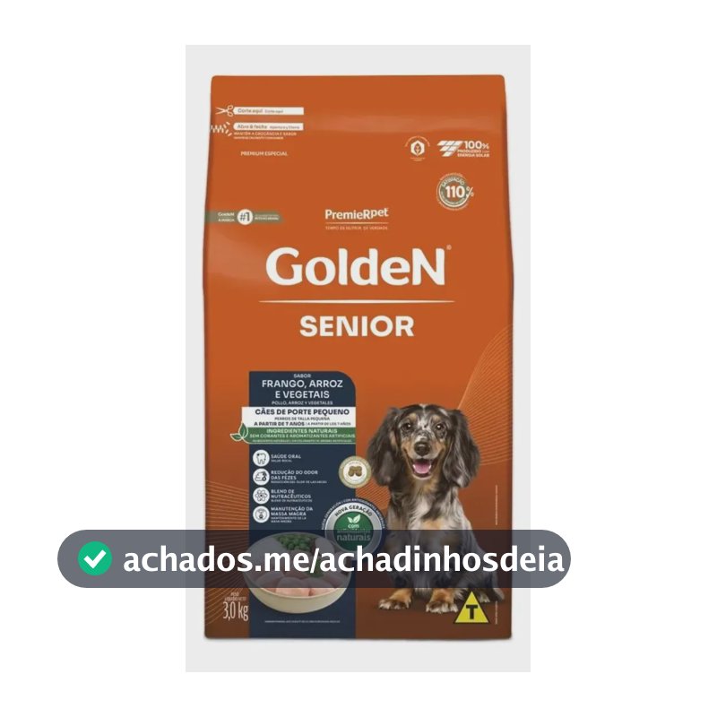 Ração Seca Golden Fórmula Senior Frango/Arroz Cães Pequenos 3kg