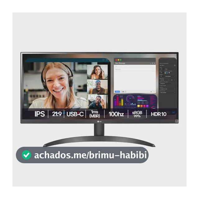 Monitor LG UltraWide - Tela IPS de 29", 21:9, HDR10, sRGB 99%, 100Hz, Preto- 29WQ500B