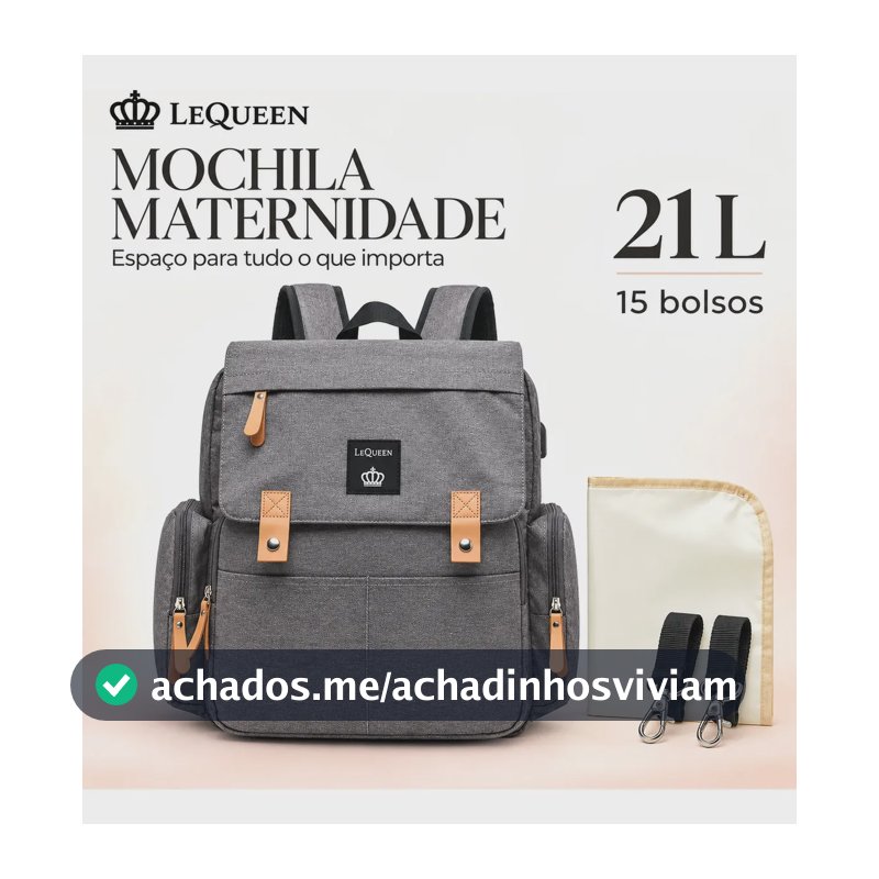 Mochila Bolsa Lequeen Maternidade Premium Cinza Menina Menino Mochila Maternidade Bolsa Maternidade Pirulitando Bolsa Saquinho Organizador Maternidade Com Trocador 21L