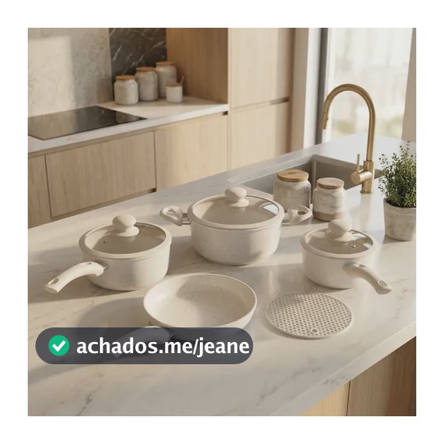 Jogo Panela Ceramica Antiaderente 5pç Tampa Silicone Induçao Bege